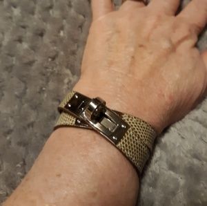 Hermes Kelly Double Tour Beige Lizard Bracelet